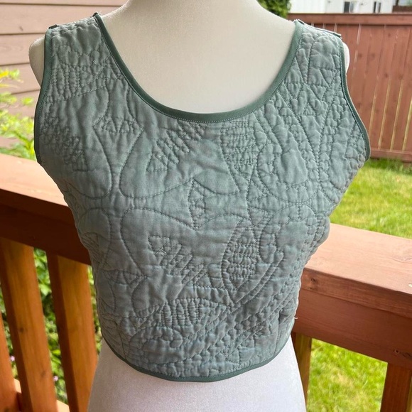 Handmade tie back quilt crop top tank top cami - Picture 3 of 3